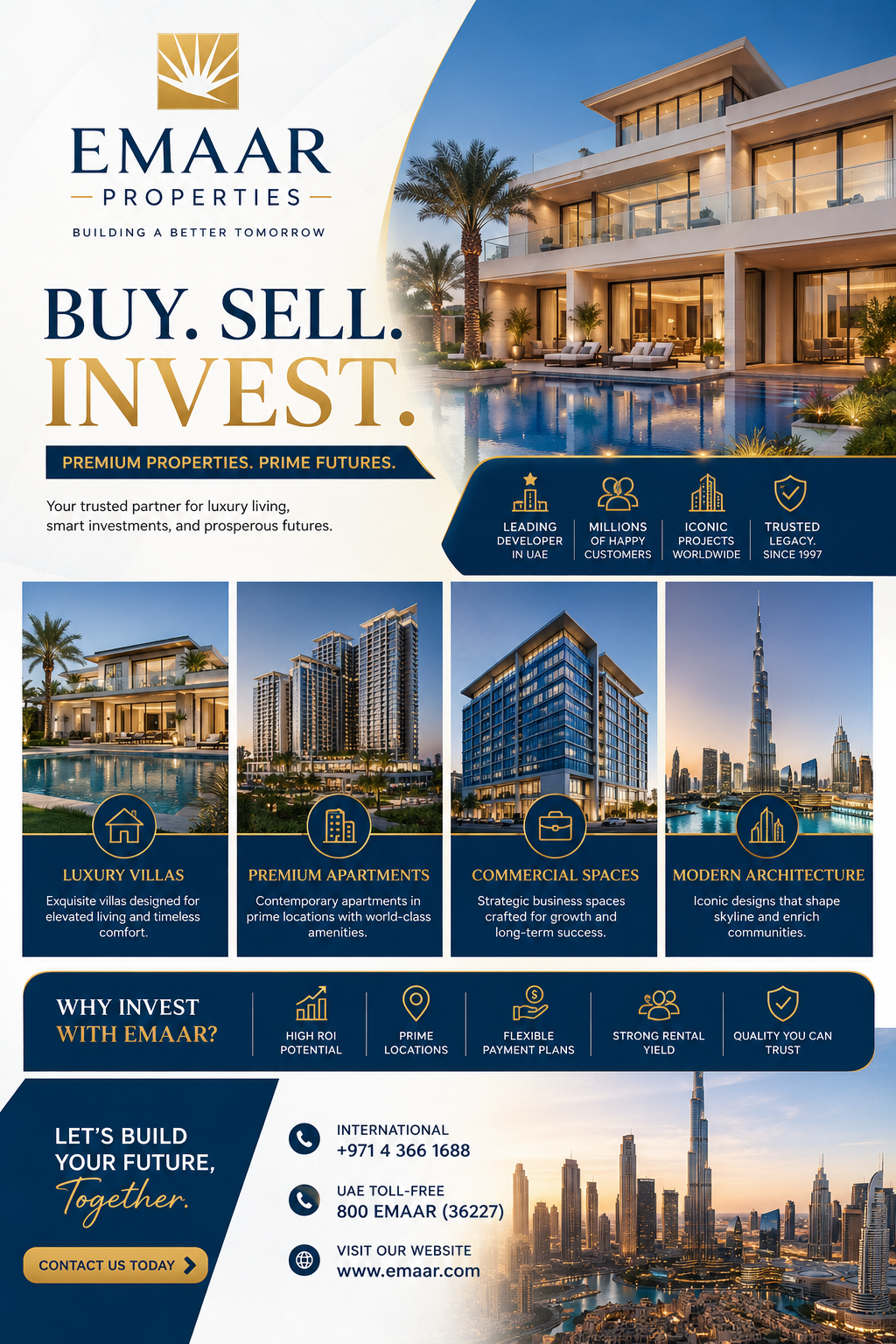 Dubai real estate social media poster for a property investment campaign